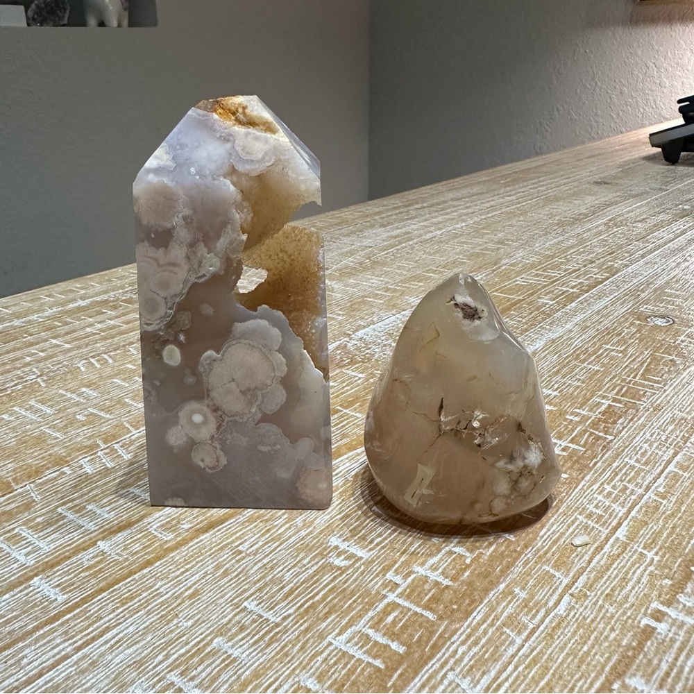 Flower Agate tower and flame Freeform crystal bundle